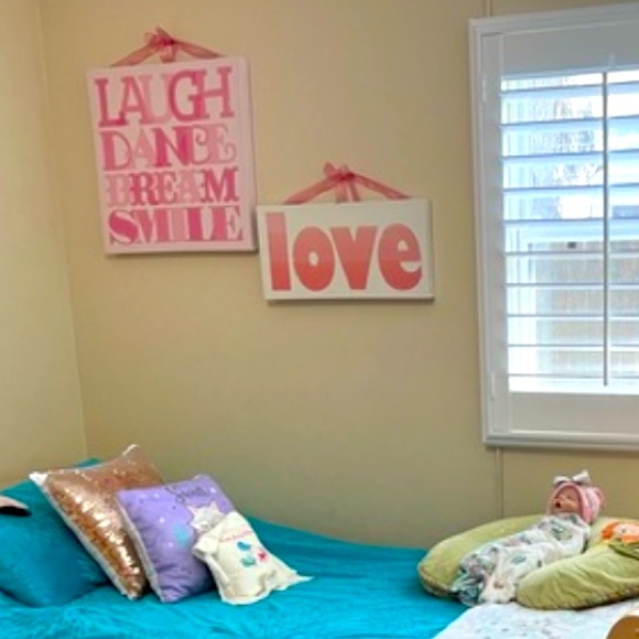 Laugh Dance Dream Smile 20”x20” Canvas Perfect for Little Girls Room or Nursery - Picture 3 of 13